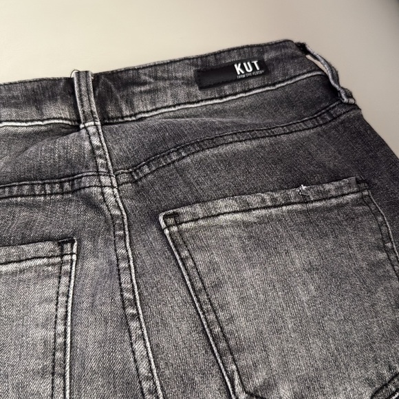 Kut from the Kloth Black Straight Leg Jeans with Distressed Details - Picture 3 of 6
